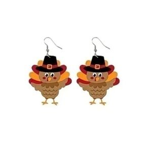 Adorable Thanksgiving Pilgrim Turkey Earrings 🦃